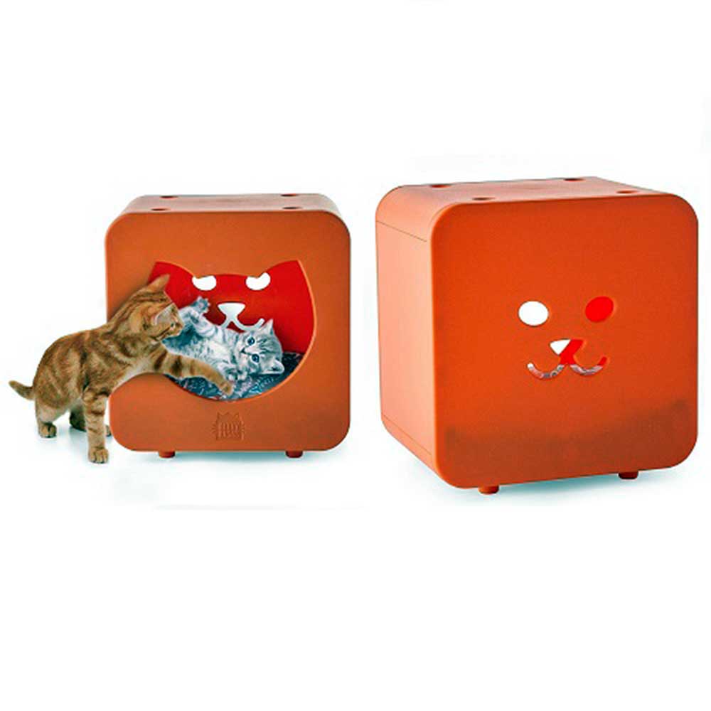 Kitty Kasas 2 Bedroom Cube Cat House Orange